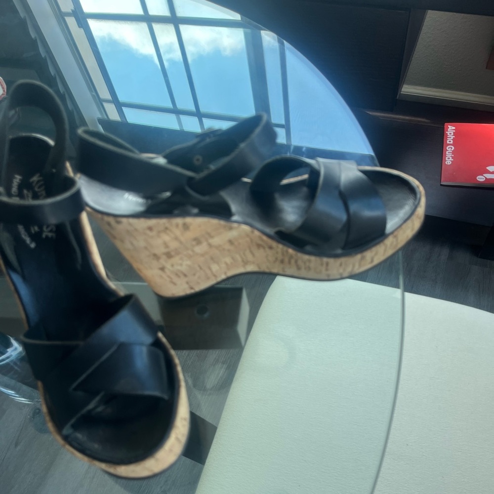 Kork-Ease Black Cork Platform Sandals